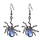 Iron with Alloy Pendants, Spider Charm, with Lilac Resin Beads Dangle Earrings, Gunmetal, 46x27mm