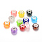 Resin European Beads, Imitation Cat Eye, Large Hole Beads, with Silver Color Plated Brass Cores, Rondelle, Mixed Color, 14x8~8.5mm, Hole: 5mm