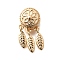 Brass Beads, Woven Net/Web with Feather, Real 18K Gold Plated, 21x10x9mm, Hole: 3.5mm