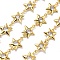 Brass Glass Link Chains, with Star Charms & Spool, Long-Lasting Plated, Soldered, Lead Free & Cadmium Free, Rack Plating, Real 18K Gold Plated, Gainsboro, 14x10.5x3mm