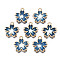 Rack Plating Alloy Epoxy Resin Pendants, with Scallion Powder Cadmium Free & Nickel Free & Lead Free, Light Gold, Flower, Blue, 20x18x2mm, Hole: 1.8mm