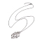 Crystal Stone Cage Pendant Necklaces, with Brass Slider, 304 Stainless Steel Cable Chain Necklaces, Stainless Steel Color, 23.46 inch(59.6cm)
