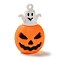 Halloween Theme PVC Plastic Pendants, Pumpkin, White, 49x29x21mm, Hole: 2mm