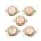 Natural Rose Quartz Faceted Connector Charms, Brass Micro Pave Clear Cubic Zirconia Flat Round Gems Links, Golden, Rack Plating, 21x16x7mm, Hole: 1.6mm