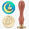 Wax Seal Stamp Set, Sealing Wax Stamp Solid Brass Head,  Wood Handle Retro Brass Stamp Kit Removable, for Envelopes Invitations, Gift Card, Moon, 83x22mm, Stamps: 25x14.5mm