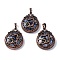 Natural Blue Spot Jasper Pendants, Flat Round Brass Charms, Lead Free & Cadmium Free, 34.5x27x8mm, Hole: 6.5x5mm