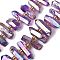 Electroplated Natural Quartz Crystal Beads Strands, Faceted, Nuggets Stick, with Seed Beads, Purple, 11~25x3~9x4~10mm, Hole: 1~1.2mm, about 19~26pcs/strand, 7.09~7.48''(18~19cm)