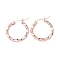 304 Stainless Steel Hoop Earrings, Twisted Ring Shape, Rose Gold, 12 Gauge, 20x2mm