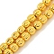 Electroplated Synthetic Non-magnetic Hematite Beads Strands, Grooved Column, Golden Plated, 4.3mm, Hole: 1mm, about 99pcs/strand, 15.94 inch(40.5cm)