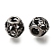 304 Stainless Steel European Beads, Large Hole Beads, Rondelle with Fleur De Lis, Antique Silver, 9.5x9.5mm, Hole: 4mm