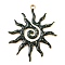 304 Stainless Steel Pendants, Sun, Dark Green, 40x34x2mm, Hole: 2mm