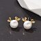 925 Sterling Silver Micro Pave Clear Cubic Zirconia Stud Earrings for Women, with ABS Imitation Pearl, Deer, Golden, 8.5x10.5mm