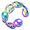 Stainless Steel Hollow Out Peace Sign Open Cuff Ring for Women, Rainbow Color, Inner Diameter: 17mm
