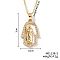 Shiny Brass Micro Pave Clear Cubic Zirconia Hollow Hamsa Hand Vintage Statue Pendant Necklaces, Elegant Jewelry, Golden, 15.75 inch(40cm)
