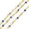Ion Plating(IP) 304 Stainless Steel Dapped Chains, Enamel Style, Real 18K Gold Plated, Soldered, with Spool, Polished, Blue, 4x2x0.3mm, about 32.81 Feet(10m)/Roll