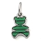 Synthetic Malachite Bear Charms, with 304 Stainless Steel Settings with Jump Rings, Stainless Steel Color, 13x9x2mm, Hole: 5x3mm