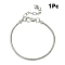 1Pc Brass European Style Bracelets For Jewelry Making, with Lobster Claw Clasp and Heart Charms, Platinum, 200x3mm