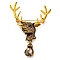 Animal Zinc Alloy Rhinestone Brooches, Deer, 72x52mm