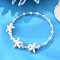 Synthetic Turquoise Beaded Bangles, Glass Twisted Bugle Jewelry for Women, Starfish, with Steel Memory Wire & Imitated Pearl Acrylic Beads, White, Inner Diameter: 2-1/8 inch(5.5cm)