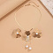 Flower Alloy & Plastic Pearl Pendant Necklace & Stud Earring Sets, Golden, 400mm & 60mm
