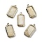 Natural Moonstone Pendants, with Golden Brass Finding, Rectangle Charms, Faceted, 20.5x11x3.5mm, Hole: 1.2mm