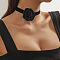 3D Rose Polyester Band Choker Necklaces with Alloy End Chains, Platinum, Black, 11.81 inch(30cm)