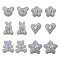 30Pcs 6 Styles Resin Cabochons, Mixed Shape, Silver, 26~36x20~34x9~11mm, 5pcs/style