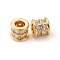 Brass Micro Pave Clear Cubic Zirconia European Beads, Large Hole Beads, Column, Long-Lasting Plated, Nickel Free, Real 18K Gold Plated, 10.5x9mm, Hole: 5.5mm
