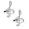 Brass with Glass Rhinestone Cufflinks, Musical Note, Platinum, 17.5x14.5mm
