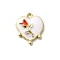 Alloy Pendants, with Enamel, Lead Free & Cadmium Free & Nickel Free, Rack Plating, Heart with Rose Charm, Golden, White, 18x15.5x3.5mm, Hole: 1.8mm