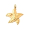 304 Stainless Steel Pendants, Ion Plating(IP), Ocean Theme, Real 18K Gold Plated, Starfish, 20x18x2mm, Hole: 2.5mm