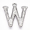 304 Stainless Steel Pendants, Letter Charms, Letter W, 22.5x12x3mm, Hole: 1.6mm