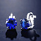 Brass Cubic Zirconia Clip-on Earrings, Diamond, Platinum, Medium Blue, 16x7mm