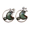 Natural Green Aventurine Brass Star Moon Big Pendants, Chakra Gems Charms, Red Copper, 65~66x49~50x14~15mm, Hole: 6mm