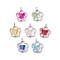 7Pcs Alloy and Glass Pendants, Flower, 17.5x14x5mm, Hole: 1.6mm