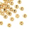 SHEGRACE Rondelle Brass Beads, with Rubber Inside, Slider Beads, Rondelle, Cadmium Free & Nickel Free & Lead Free, Real 18K Gold Plated, 4x4x2mm, Hole: 1mm