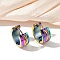 304 Stainless Steel Polishing Effect Hoop Earrings, Rainbow Color, 13.5x6mm