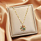 Alloy Colorful Rhinestone Pendant Necklaces for Women, Golden, Flower, 17.72 inch(45cm)