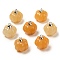 Natural Topaz Jade Pumpkin Charms with Platinum Tone Brass Bails, 14x14mm, Hole: 1.6mm