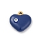 304 Stainless Steel Enamel Pendants, Ion Plating(IP), Heart with Evil Eye Charm, Golden, 16.5x17x6.5mm, Hole: 1.4mm