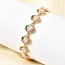 Brass Micro Pave Cubic Zirconia Link Bracelets, with Enamel, Rack Plating, Long-Lasting Plated, Lead Free & Cadmium Free, Real 18K Gold Plated, Strawberry, Pink, 7-3/8 inch(18.6cm)