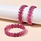 Oval Natural Malaysia Jade Beaded Stretch Bracelets, Medium Violet Red, Inner Diameter: 2-3/8 inch(6cm)