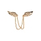 Men's Crystal Wings Scarf Collar Brooch Lapel Pin, Alloy Rhinestone Badge Hanging Chains for Suit Tuxedo, Light Gold, 225mm