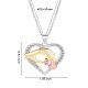 Hand in Hand Love Heart Pendant Necklace Cute Hollow Heart Dangle Necklace Charms Jewelry Gifts for Mom Women Mother's Day Christmas Birthday Anniversary JN1100A-2