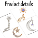 Anattasoul 4 пара 4 стильных сережек-гвоздиков со стразами в виде луны и звезд EJEW-AN0004-45-3