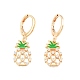Clear Cubic Zirconia Pineapple Dangle Leverback Earrings with Enamel EJEW-N012-64-2