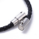 Three Loops Braided Leather Cord Wrap Bracelets BJEW-JB04245-01-4