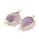 Natural Amethyst Connector Charms G-G012-05G-01-3