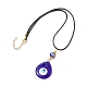 Lampwork Teardrop with Evil Eye Pendant Necklaces NJEW-JN04595-02-2