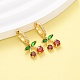 Латунные микро проложить серьги обруча кубического циркония EJEW-D322-11G-03-2